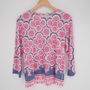 Before + Again Boho Tunic Top Womens L Geographic Waffle Thermal Long Sleeve